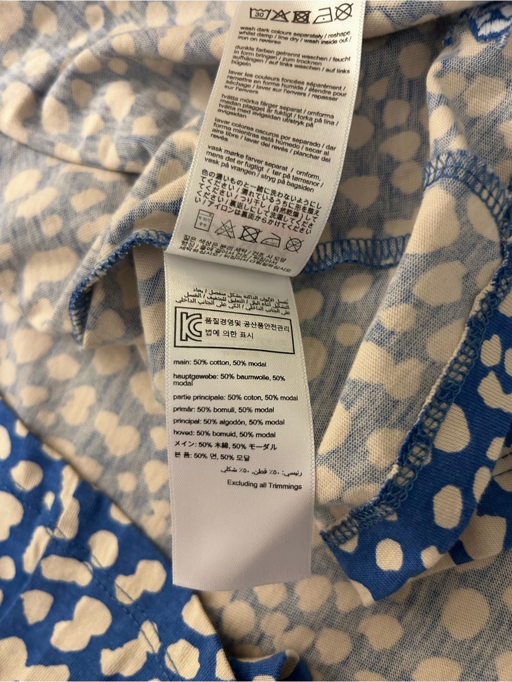 Joules Blue White Speckled Puff-Sleeve Blouse Size 16 - Picture 9 of 9